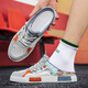 Atmungsaktiv und vielseitig lässige Sportsportnetz Schuhe Modetrendy Komfortable trendige Schuhe Leichte dicke alleinigheife dademische Dadschuhe JX-XJC-723 Weiß Orange 43