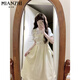
Cotton-made Japanese Academy of Literature and Arts Dress for Women in Summer 2025 New Small Fresh Temperament Lady Waist-Close-up Slim Long Dress B2819 Yellow [High Quality 46.5] M 95-110Jin [Jin equals 0.5 kg]