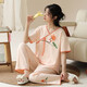 2025 new cotton pajamas for women's summer short-sleeved Chinese style cute summer cropped pants cartoon casual home clothing 9906 M [80-100Jin [Jin equals 0.5 kg]]