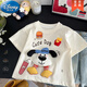 Disney Summer Cartoon Court-manche à manches à manches courtes mignonnes mignonnes poupées chiot tridimensionnelles poupées polyvalentes Baby Baby Round Necy Pullover