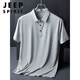 Jeep Spirit Dad Summer Ice Silk Fot Forted Fit Men Men Men Summer Middle-Aged Polo Рубашка поло в среднем кармане.