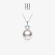 Tahiti Akoya Pearl Pendant Crown Style 18K Gold Necklace Highlight Seawater Pearl Collarbone Necklace Gift 18K White_akoya Pearl Pendant + 18K Gold Chain 8.5-9mm