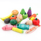Las nuevas frutas, verduras, mariscos, mariscos, masticables, masticables, de madera, la casa de madera, la casa de juego, la combinación de juegos de cumpleaños, sandía magnética