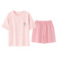 Yalu new summer pure cotton pajamas for women round neck short sleeve shorts home clothes summer thin cartoon girl cotton set 9856 M
