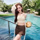 Yimeishan long-sleeved split swimsuit for women in hot springs 2025 new sun protection, high-end, flesh-covering and slimming seaside vacation beach skirt