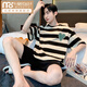 Pajamas modal Coton mince d'été masculin 2025 Nouveaux vêtements à domicile en coton à manches courtes Z679 Ensemble de coton doux et adapté à la peau 2xl [recommandé 150-170jin [Jin est égal à 0,5 kg] usure]