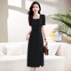 Ehangy International High-Dee Light Luxury Robe Women's Summer 2025 Nouveau style Celebrity Slim Slit Slit Jirt noir [Boîte-cadeau haut de gamme] XL