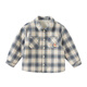 DAVE&BELLA children's shirt autumn and winter new boys' plaid shirt baby boy's velvet coat children's long-sleeved top blue and gray plaid in stock 120 cm (recommended height 110-120cm)