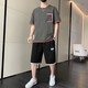 骆驼（CAMEL）男士短袖t恤夏季时尚冰丝运动套装休闲旅游轻便男装短裤搭配一套 6227白色+K201黑白边 M