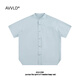 AVVLD summer henley collar short-sleeved shirt for men 2025 new pure cotton solid color loose simple casual boys shirt jacket navy blue 2XL