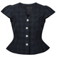 Roeyshouse Roe Intellektueller V-Ausschnitt Taille Plaid-Hemd für Frauen 2025 Sommer neuer Stil French Puff Ärmel 12117 Plaid M.