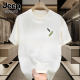 吉普（JEEP）男士短袖t恤夏季薄款宽松休闲印花半袖衣服男款重磅纯棉体恤 白色前左侧小图K1098 两片小羽毛 L 建议120-140斤