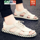 
CARTELO leather sandals men's 2025 new summer outside leather trendy brand Roman shoes driving beach sandals men HY/HY9926-A- beige 39 sports code