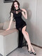 Pinbo Qiren Sexy Deep V Kleid Hip-Pack-Kleid Spa Fußbadetechniker Nachtclub KTV Arbeitskleidung 3882 Schwarz S vorgeschlagen 80-95 Jin [Jin ist gleich 0,5 kg]