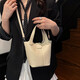 Korean new handbag food basket simple and versatile women's bag temperament and fashionable one-shoulder crossbody bucket bag rice white