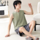 VTT MANEVELESS PAJAMAS Summer Traje de algodón Vest New Home Clothing Los pantalones cortos delgados de los hombres se pueden usar en vest traje: OMM13657 L