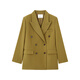 Lu Qingyi original Yuran retro blazer women's spring and autumn high-end gun lapel casual suit olive green (warmer green-brown) M Wear for photos