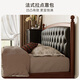 Gu Jia Home (Kuka) Französischer Stil Weichpacked Massivholz Schlafzimmer Doppelbett 9195 [Walnussfarbe + Kakao schwarz] High Foot 1,5 Meter