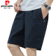 皮尔卡丹（pierre cardin）男款夏季薄款纯棉中裤大码宽松休闲深蓝潮流5分外穿五分裤子新品 短裤9224卡其 M 建议90-120斤