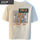 Jeep Spirit kurzärmeliges T-Shirt für Männer 2025 Sommer dünne Mode gedrucktes T-Shirt Xinjiang Baumwolle rundes Hals halbärmelig Männer Top T White 2 [ZJ1047 Fit Version] M für 90-108jin [Jin gleich 0,5 kg] geeignet.