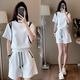 Hengyuanxiang Casual Sportswear Set für Frauen 2025 Sommer neuer Off-Shoulder-Kurzhülsen kleine Hochtülen-Shorts Zwei-teilige Set Black M [Vorgeschlagen 95-105jin [Jin entspricht 0,5 kg]]