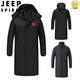 JEEP SPIRIT National Team Three-in-One Charge Cotton Coat Detachable Men's and Women's Thickened Over-the-Knee Long Winter Training Cotton Clothes for Sports Students S7 Flag CHINA Black Polar Fleece Liner S
