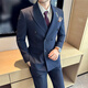 FZPT light luxury trendy brand suit suit for men 2025 autumn and winter new business casual fashion slim striped double-breasted suit medium gray suit + pants + vest 3XL recommended 150-160Jin Jin equals 0.5 kg