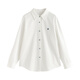 Chuyu love embroidered shirt for women 2025 new autumn style simple versatile solid color top pure cotton shirt white M