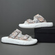 DIFANPU international luxury brand men's shoes high-end men's casual shoes hollow breathable sandals outside wearing fashionable snake pattern flip-flops off-white [brand gift box] 39