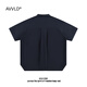 AVVLD summer henley collar short-sleeved shirt for men 2025 new pure cotton solid color loose simple casual boys shirt jacket navy blue 2XL