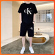 
CALVIN KLEIN JEANSCK short-sleeved suit summer men's pure cotton T-shirt men's casual shorts loose large size five-point sports pants trendy men's clothing 701 suit white M (100-125Jin[Jin equals 0.5 kg])