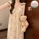 
Modal pajamas with breast pad for women in summer 2025 new nightgown pure cotton princess suspender lace sexy midi skirt YZQ_9906# suspender skirt rabbit (with breast pad) L