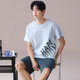 
SEPTWOLVES summer modal pajamas men's round neck short-sleeved suit Korean-style printed casual and thin men's home clothes Y6627 L