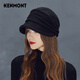 Kenmont Autumn and Winter British Retro Woolen Beret Women's Warm Wool Hat Korean Style Trendy Color Versatile Baotou Hat Black M 57.5c (Adjustable)