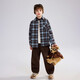 ASK JUNIOR brushed children's shirt 2026 autumn medium and large children's lapel plaid contrast shirt boys jacket brown 130