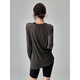 KEJIMITAO European and American ins loose thin yoga wear blouse breathable quick-drying running top round neck slimming Pilates long sleeve dark gray one size fits all (recommended 80-160Jin Jin is equal to about 0.5 kg)