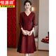 Hengyuanxiang October grandma's elegant evening dress m mother's wedding banquet outfit 25 autumn and winter hot diamond red dignified and atmospheric large size burgundy young and noble 4XL 165-180Jin Jin is equal to 0.5 kg