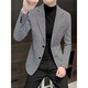 NJSKAKW suit men's middle-aged and young men's small suit tops for spring and autumn suit casual jacket slim fit plaid single thin 866 houndstooth-khaki M 170/88A Recommended 80-110Jin [Jin equals 0.5 kg]