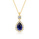 Mankaron 18K gold necklace for women 2025 new Midnight Paris pendant cultured diamond and sapphire inlaid gift for girlfriend Midnight Paris pendant, total weight is about 0.63g, cultured sapphire is about 0.48ct, cultured diamond is about 0.13ct