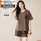 Pijama modal con almohadilla de cofre para mujeres en verano 2025 Nuevo verano Sweet Sweet Sweet Traje de vapor de algodón Pure Cotton Women's Home Set ZX: C1342 Color de albaricoque Dog [Anti-Mitias] M [Actualizar AAAAAAAA ALGOYA PURE]