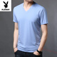 Playboy Summer New Herren Kurzarm T-Shirt Modal MODAL FORTEN VON NACKEISE ICE WRACE Dünne Gefahr-Baumwoll-T-Shirt Top 9902 Royal Blue M 170