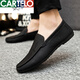 Cartelo Summer New Herren -Slipper 2025 Fahren lässige Lederschuhe weiche Sohle Herren trendige Straßenschuhe Internet Promi Schuhe D838 Black 39