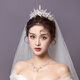 YIBIY Bridal Wedding Headwear Crown Necklace Earring Three-piece Set New Dress Veil Accessories Atmospheric Crown Hair Accessories Women Golden Crown [Simple Clothing]