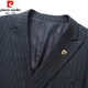 Pierre Cardin French haute couture striped suit suit for men, high-end double-breasted middle-aged business suit, three-piece wedding dress, gray L size 175, it is recommended that 125 Jin Jin equals 0.5 kg -135 Jin Jin equals 0.5 kg