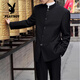 Playboy (PLAYBOY) dk uniform new Chinese style stand-collar tunic suit for men, a complete set of spring and autumn trendy slim shoulder pads, Chinese style suit jacket, tunic suit, white shirt, trousers (free black collar 5XL