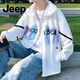 吉普（JEEP）2025新款薄款连帽外套男防晒衣防遮紫外线夏季青年男装冰丝防晒服  6629灰色  M 80-100斤