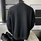 Homlean solid color simple sweatshirt men's autumn design loose and versatile casual long-sleeved t-shirt bottoming shirt HW27 black 3XL