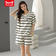 Catman Miiow Pajamas de algodón puro para mujeres en pantalones cortos de verano set de dos piezas delgada de dos piezas Simple Summer Pure Cotton YZT9857 M recomendado para usar peso 75-95 Jin [Jin iguala 0.5 kg]