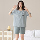 Yalu new summer pure cotton pajamas for women round neck short sleeve shorts home clothes summer thin cartoon girl cotton set 9856 M