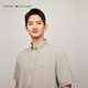 TOMMY HILFIGER [Breathable Poplin] Summer Men's Pure Cotton Business Casual Plaid Short Sleeve Shirt Shirt Men's Jacket 35440 Gray Plaid L9F L (Recommended: 150-165Jin [Jin equals 0.5 kg])